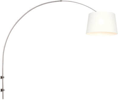 Steinhauer Sparkled Light wandlamp staal met gladde witte lampenkap Zilver