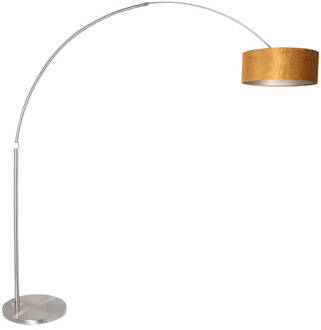 Steinhauer Sparkled vloerlamp boog staal met gouden lampenkap Zilver