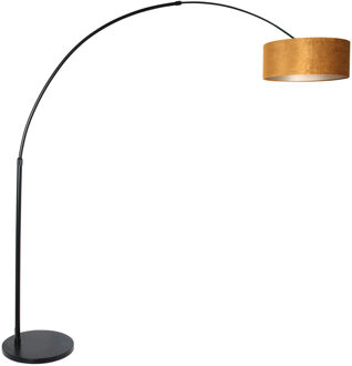 Steinhauer Sparkled vloerlamp zwart met gouden lampenkap boogarmatuur Blauw