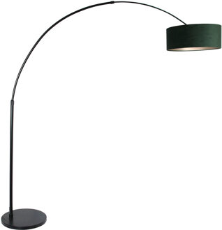 Steinhauer Sparkled vloerlamp zwart met groene lampenkap 230 cm hoog Zilver