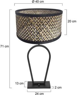 Steinhauer Stang 3751ZW tafellamp, vlechtwerk naturel/zwart zwart, Natur