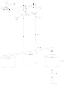Steinhauer Stang hanglamp, naturel vlechtwerk, 3-lamps zwart, Natur