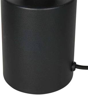 Steinhauer Tafellamp Bloeba, zwart/naturel, metaal, hout, E27 Hout licht, zwart