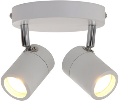 Steinhauer Upround Opbouwspot Wit Tweelichts Zilver