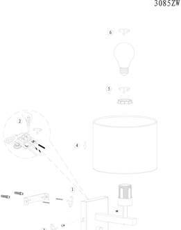 Steinhauer Wandlamp Stang 3709ZW, vlechtwerk naturel/zwart zwart, Natur