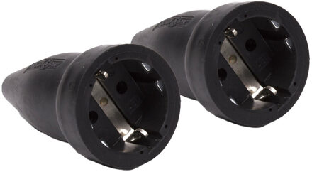Stekker - 2x - rubber contra - met randaarde - 250 volt