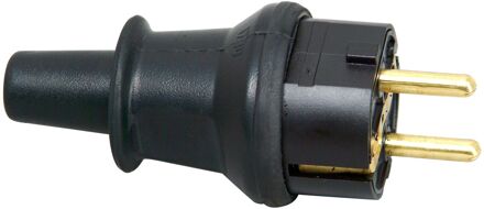 Stekker met Randaarde Rubber Zwart