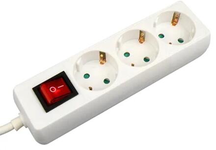 Stekkerdoos 3-voudig 1,5m schakelaar wit