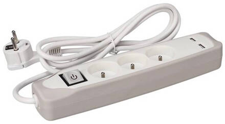 stekkerdoos 3-voudig incl. 2 USB-poorten Penaarde 3500W Wit