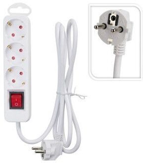 Stekkerdoos 3 Weg Wit 140cm