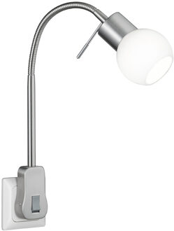 Stekkerlamp met Schakelaar - Trion Frido - G9 Fitting - 3W - Warm Wit 3000K - Dimbaar - Mat Nikkel - Aluminium Zilverkleurig