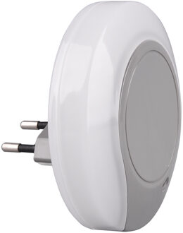 Stekkerlamp - Stekkerspot met Dag en Nacht Sensor Incl. Schakelaar - Trion Jiko - 0.4W - Warm Wit 3000K - Rond - Mat Grijs