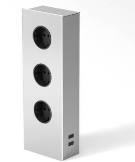 Stekkertoren Power van roestvrij staal, 3-voudig geborsteld roestvrij staal