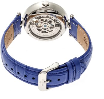 Stella automatisch semi-skelet MOP lederen band horloge Paars