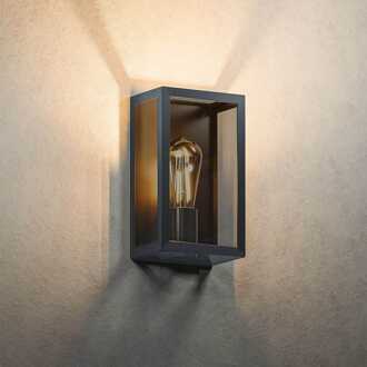 Stella - Dimbare LED Wandlamp - Smoked Glass - Excl. E27 Lichtbron - Max. 60 Watt - IP44 - Zwart - 3 Jaar Garantie - Voor Binnen en Buiten - Wandlantaarn