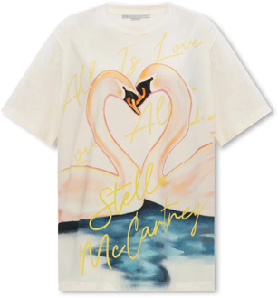 Stella McCartney Bedrukt T-shirt Stella McCartney , Beige , Dames - M,Xs