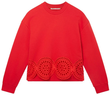 Stella McCartney Broderie Anglaise Detail Sweatshirt Ss23 Stella McCartney , Red , Dames