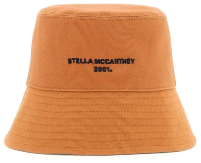Stella McCartney Eco Katoenen Logo Bucket Hat Stella McCartney , Brown , Dames - 57 Cm,58 CM