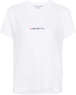 Stella McCartney Geborduurde Logo T-shirts en Polos Stella McCartney , White , Dames - Xs,2Xs