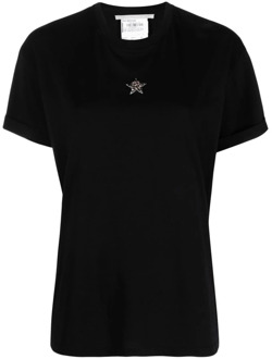 Stella McCartney Geborduurde Mini Ster Katoenen T-shirt Stella McCartney , Black , Dames