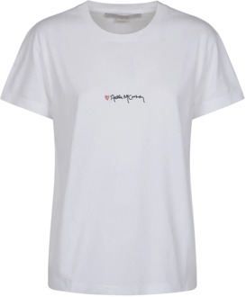 Stella McCartney Iconisch Geborduurd T-Shirt Stella McCartney , White , Dames - Xl,L,M,S,Xs
