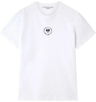 Stella McCartney Logo Print Crew Neck T-shirts Stella McCartney , White , Dames - M,S,Xs
