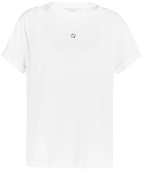 Stella McCartney Opgerolde mouw T-shirt Stella McCartney , White , Dames - S,Xs,2Xs