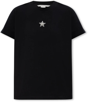 Stella McCartney Opgezette T-shirt Stella McCartney , Black , Dames - M,S