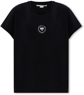 Stella McCartney T-shirt met logo Stella McCartney , Black , Dames - L,M,S,Xs,2Xs
