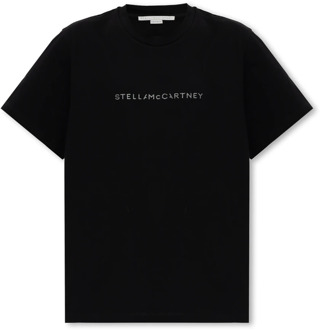 Stella McCartney T-shirt met logo Stella McCartney , Black , Dames - M,S,Xs,2Xs