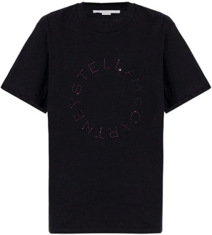 Stella McCartney T-shirt met logo Stella McCartney , Black , Dames - M,S,Xs