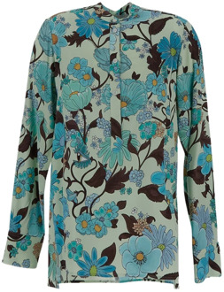 Stella McCartney Viscose Tuinprint Shirt Stella McCartney , Multicolor , Dames - S,Xs