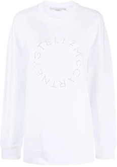 Stella McCartney Wit Rhinestone Logo Sweatshirt Stella McCartney , White , Dames - S,Xs