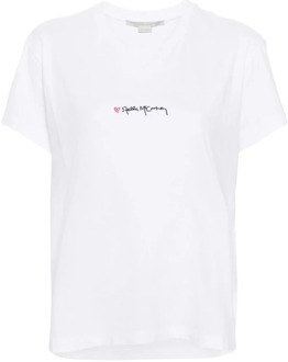 Stella McCartney Witte Hart Creweck T-shirts en Polos Stella McCartney , White , Dames - L,M,S,Xs