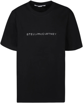 Stella McCartney Witte Katoenen T-shirt Ronde Hals Korte Mouwen Stella McCartney , Black , Dames - M,S,Xs