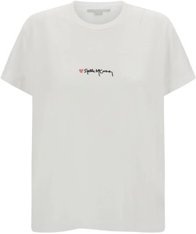 Stella McCartney Witte T-shirt met geborduurd logo Stella McCartney , White , Dames - M,S,Xs