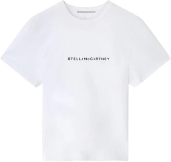 Stella McCartney Witte T-shirts en Polos met Zwarte Letters Stella McCartney , White , Dames - M,S,Xs