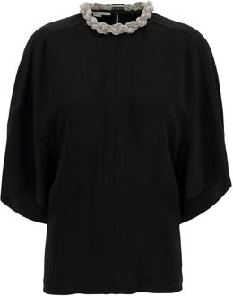 Stella McCartney Zwart T-shirt met kristallen ketting Stella McCartney , Black , Dames - S,2Xs