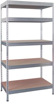 Stellingkast - Metalen opbergrek - 180x90x40 Zilverkleurig