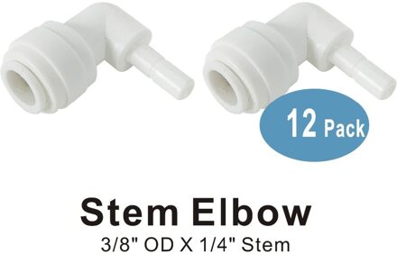Stem Elleboog Connector 1/4 "x 3/8" Quick Connect Fitting Onderdelen voor Water Filters en Omgekeerde Osmose RO Systemen -12 Pack