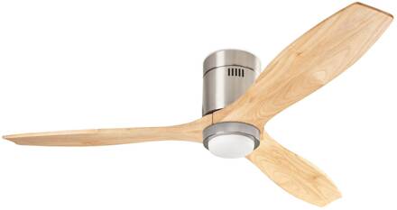 Stem LED plafondventilator DC hout licht nikkel zijdemat, licht hout