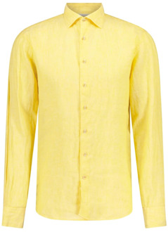 Stenströms Linnen Casual Shirt Stenströms , Yellow , Heren - 2Xl,Xl,L,M,S