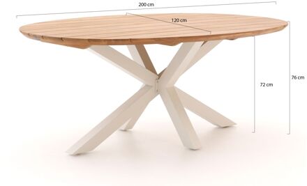 Stephanie Ovale Tuintafel Wit 200 Cm - Natural Teak