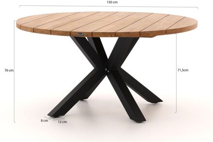 Stephanie Ronde Tuintafel Zwart 150 Cm - Natural Teak