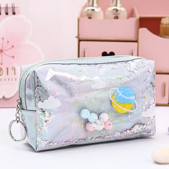 Ster Etui Glitter Grote Capaciteit Pencilcase School Pen Makeup Case Levert Potlood Schooltas Box Potlood Pouch Briefpapier grijs