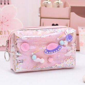 Ster Etui Glitter Grote Capaciteit Pencilcase School Pen Makeup Case Levert Potlood Schooltas Box Potlood Pouch Briefpapier roze