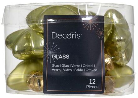 Ster glas l2b4.5h4 cm pstch ass 12st kerst Groen