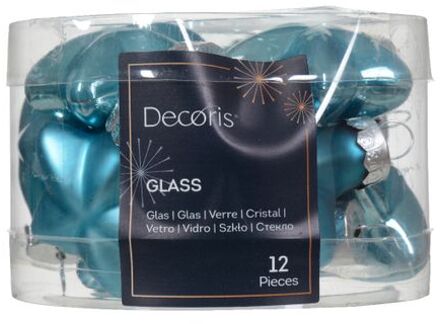 Ster glas l2b4.5h4 cm sblw ass 12st kerst Blauw