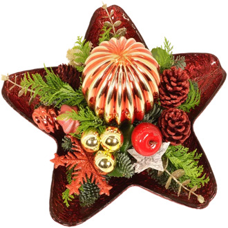 Ster kerststuk in rode glazen ster