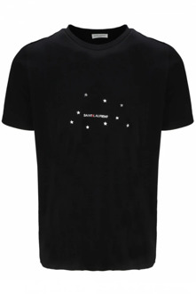 Ster Logo Katoenen T-shirt - Zwart Saint Laurent , Black , Heren - M,S